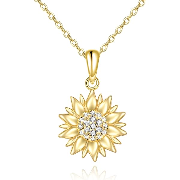 Amazon.com: KECHO 14k Gold Daisy Necklace for Women Solid